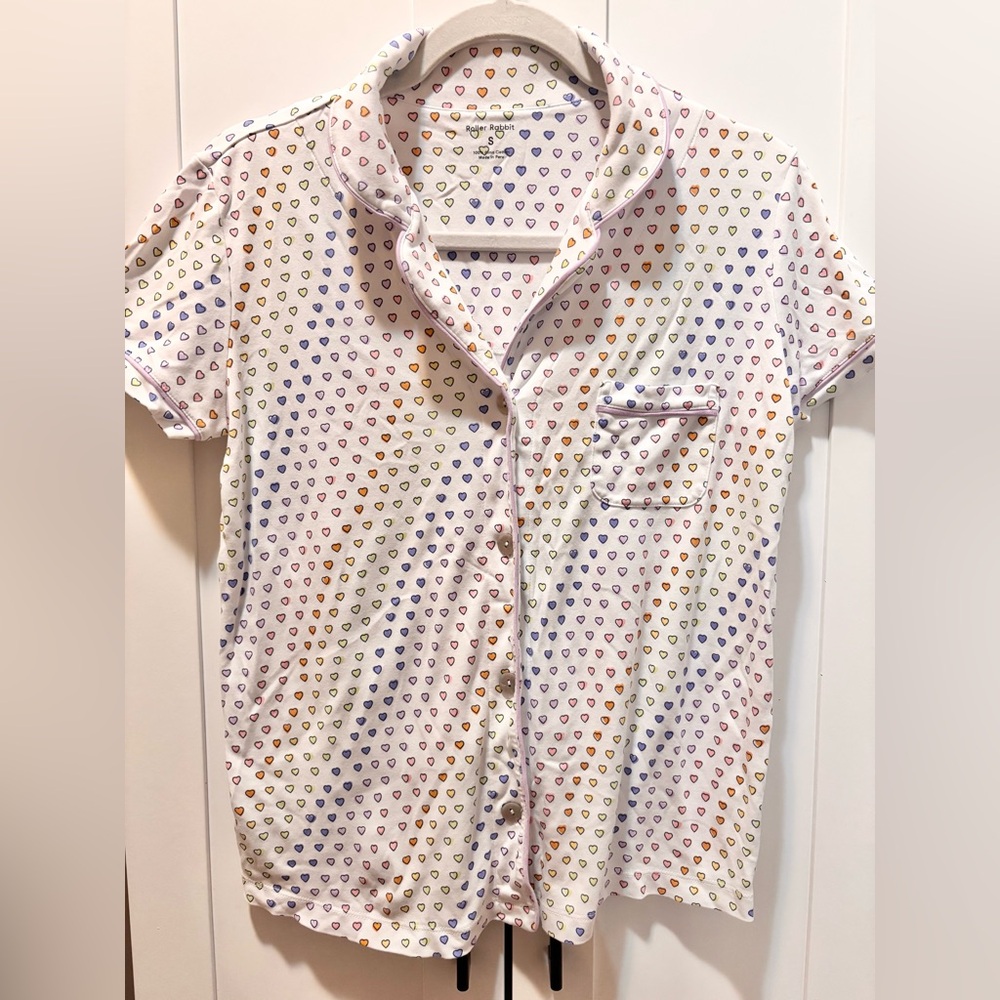 Roller Rabbit White Multicolor Heart Print Shirt